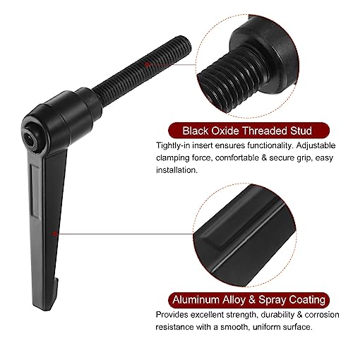 HARFINGTON 6-piece black M10 x 60mm adjustable clamping lever handles with threaded bolts and push buttons