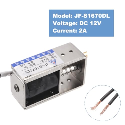 QUARKZMAN DC 12V 2A Solenoid Electromagnet Push Pull Type JF-S1670DL | Electromagnetic actuator, magnetic electromagnet, 40N 10 mm stroke, open frame, linear movement
