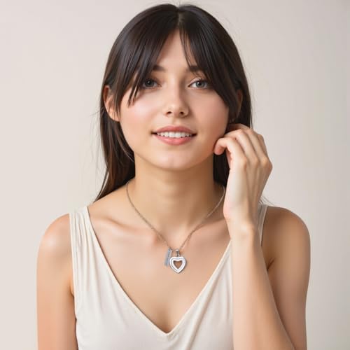 Glass Heart Cremation Urn Necklace for Ashes Stainless Steel Memorial Ash Pendant Keepsake Jewelry Cremation Jewelry for Women Silver-Always In My Heart