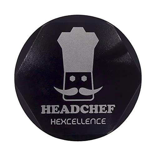 Headchef Hardcore Hexcellence Ceramic Non-Stick Coated Metal Herb Grinder, 4 Piece, 62mm (Dead Blue)