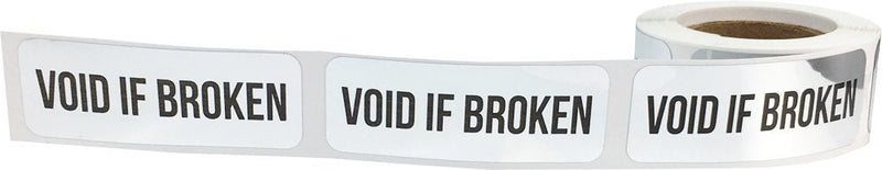 Void If Broken Labels Tamper Evident .75 x 2 Inch Rectangles 100 Total Stickers