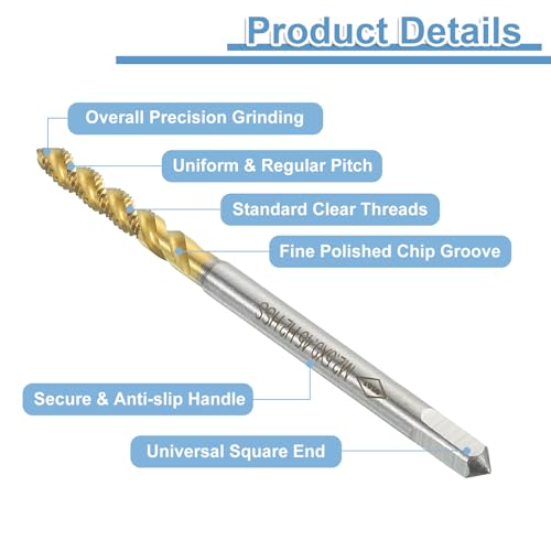 QUARKZMAN 2 Piece Metric Tap M2.5 x 0.45 Tap HSS6542 High Quality Titanium Coated Machine Tap