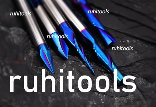 RUHIWORKER T2132BC ball nose CNC spiral router bits, 1/4-inch cutting diameter, extra-long 3-inch overall length