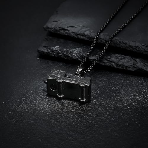 Hook Arm Car Cremation Jewelry for Men Women Memorial Urns Necklaces Pendant Stainless Steel Memorial Keepsakes Human Ash Pendant Jewelry for Ashes with Funnel Filler Kit B-Black