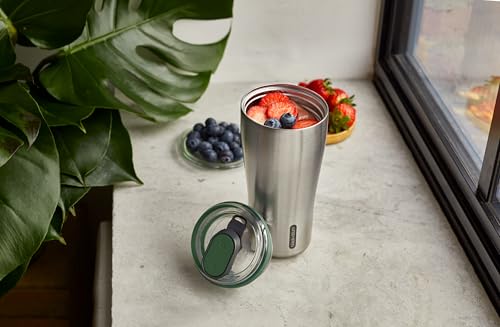 BLACK + BLUM - Insulated Tumbler - 18/8 Stainless Steel Vacuum Insulated Travel Tumbler with Leak Proof, Lockable Lid - Keeps Hot for 6hrs, Cold for 8hrs, Olive - 600ml