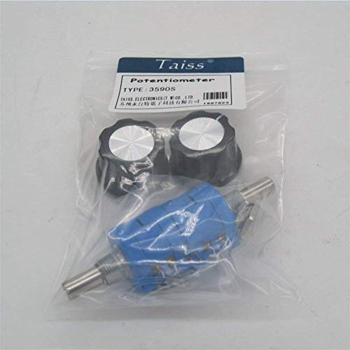 Taiss 3590S-2-104L Potentiometer, 100k Ohms, 10-Gang Rotary Wire, Precision Multi-Gang Wire, Adjustment Resistance, Pack of 2 with 2 Knobs 100k ohm