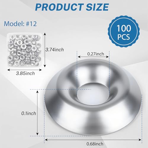 Hualleko #12 countersunk 304 stainless steel washers, silver and black metal cup washer set for screws and bolts