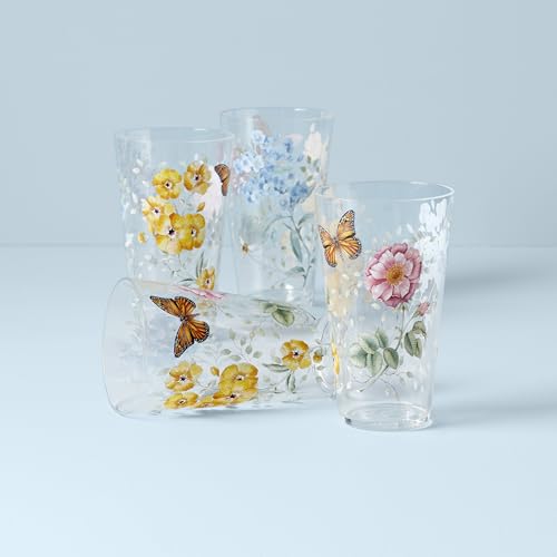 Lenox Butterfly Meadow Acrylic Highball Cups, Set of 4 (Acrylic Material) 4 Count (Pack of 1) Highball Set of 4 (Acrylic)