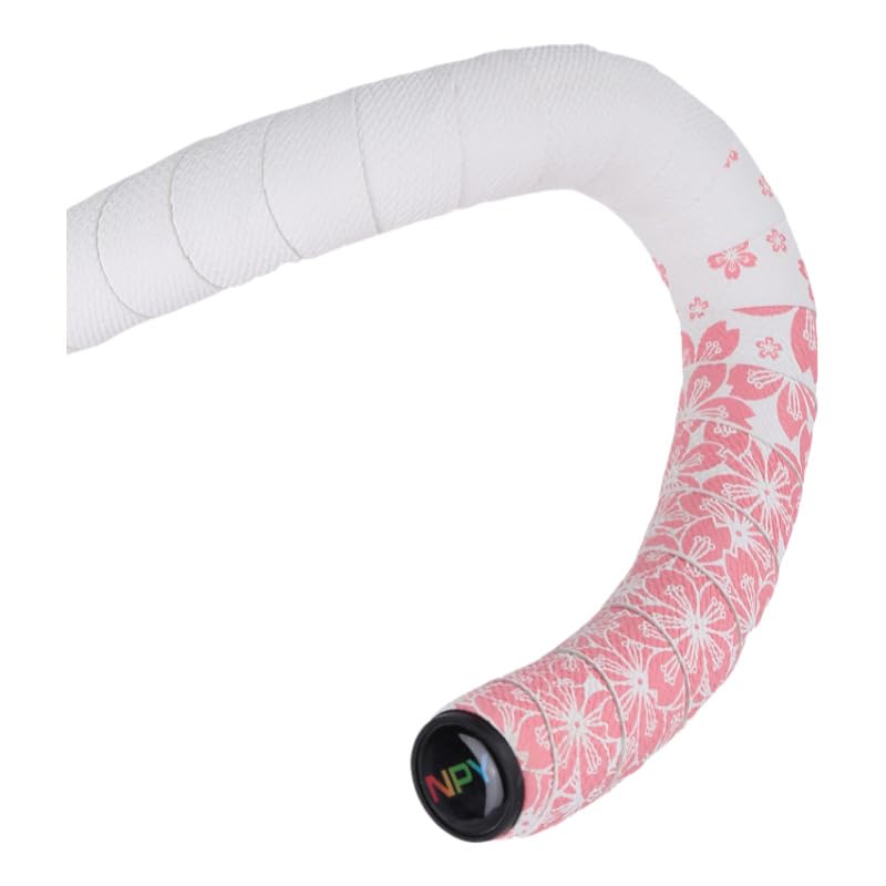 Shock-Absorbing Bike Handlebar Tape - PU+EVA Foam Grip with Waterproof Texture & 3M Adhesive for Road Bikes, MTB, Gravel (White Pink, Non-Slip Easy Install) White Pink