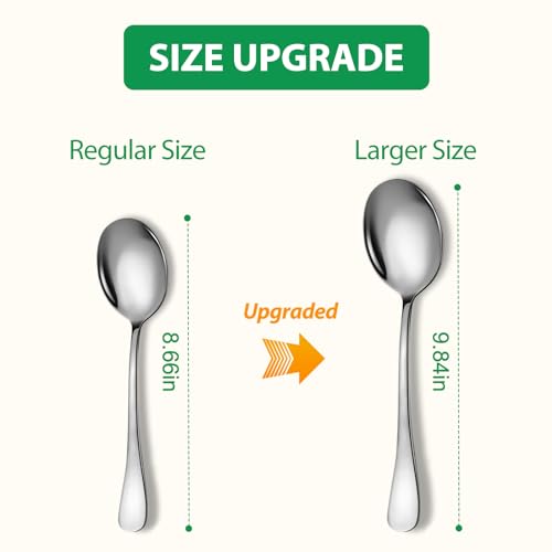Serving Spoons Set, 8PCS, 10-Inch, Includes 8 Large Spoons 8 Pieces (Large Only) Silver