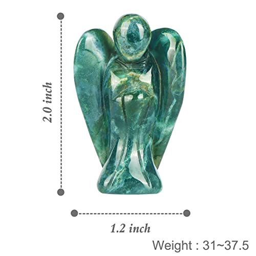 Artistone 2" Ocean Jasper Crystal Guardian Angel Figurines Carved Gemstone Pocket Angel Stone Statues Reiki Healing Protective Peace Prayer Home Decoration