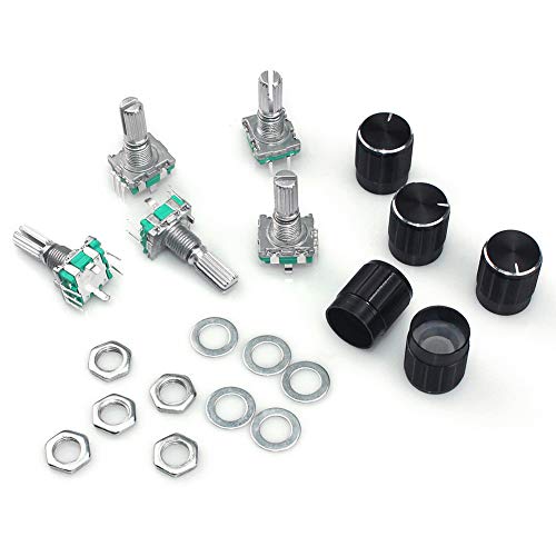 5 Set 360 Degree Rotary Encoder Module EC11 Digital Potentiometer Rotary Encoder, Rotary Encoder, 5 Pin with Switch and Knob for Automotive Electronics Multimedia Audio