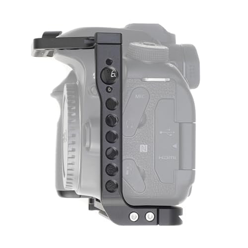 EOS 90D 80D 70D Cage, Hersmay Aluminium Camera Cage for Canon EOS 90D/ 80D/ 70D Mirrorless Cameras with Cold Shoe,Handle Locating Holes,Multiple 1/4" 3/8" Screw Holes