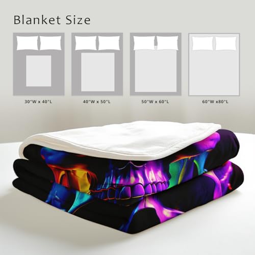 Skull Blanket Throw Skeleton Flannel Blanket Gothic Print Throw Gifts for Kids Girls Boys Adults Women Men Halloween Decor Queen Size Bed Couch (49"x59") Skull-3 49"x59"