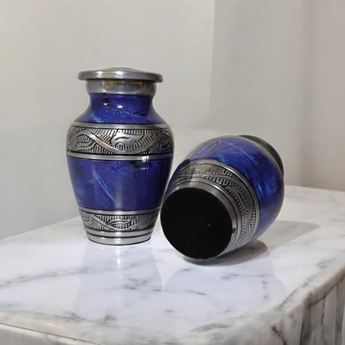 Keepsake for Human Ashes Adult, Burial Urns, Decorative Urn, Funeral Urns, Cremation Urn, Marble Finish with Box, Memorial Container for Adult, Infant & Pet Remains (Cosmic Blue, Keepsake) Cosmic Blue
