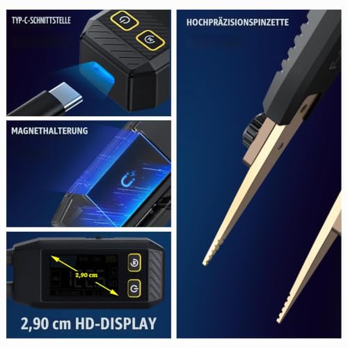 10KHz LCR Meter Tweezers, ESR Meter, Mini SMD Multimeter, Capacitance Inductance Continuity Diode Tester, Measuring Multimeter for Electronic Components, Diode Tester for Rechargeable Components