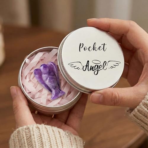 Amethyst Crystal Angel in Tin, Spiritual Gifts for Women, Guardian Angel Gifts, Healing Crystal Gifts, Crystal Ornaments, Chakra Crystals