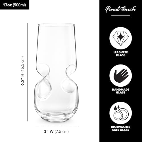 Final Touch Bubbles Sparkling Beverage Highball Glasses, Set of 4, 17 oz Seltzer Set of 4