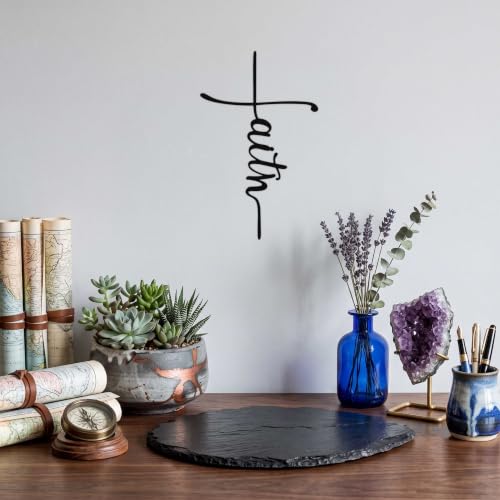 Zckjnoi Faith Wall Decor Metal Hanging Cross, Christian Wall Art for Living Room, Bedroom or Prayer Space, Religious Wall Hanging Decoration, Inspirational Spiritual Home Decor
