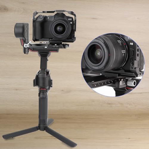 Leftfoto Camera Cage for Canon R8 - Camera Protection Frame Rig for EOS R8 with Arca Base,Cold Shoe,Strap Slot,1/4 3/8 in Screw Holes,Compatibility with DJI RS2 3 Stabilizer- for Vlog Video Shooting