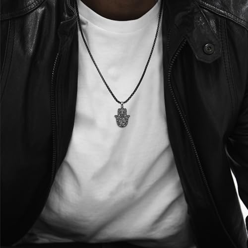 DAYLINLOVE Hamsa Necklace For Men 925 Sterling Silver Star Of David Necklace Chai Necklace Hamsa Hand Pendant Jewish Jewelry Religious Gifts For Men Women