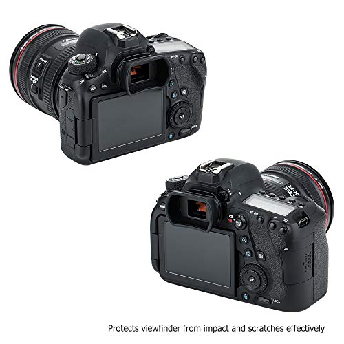Long Soft EF Eyecup Eyepiece Viewfinder & 2-Pack EF/EF-S Mount Body Cap Rear Lens Cover for Canon EOS Rebel T7 T6 T5 T8i T7i T6s T6i T5i SL3 SL2 90D 80D 77D 70D 60D 5D Mark II 6D Mark II & More Camera