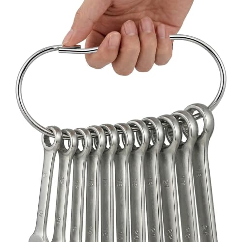 STARNOOK silver 8-piece wrench ring key organizer set for mechanics and janitors
