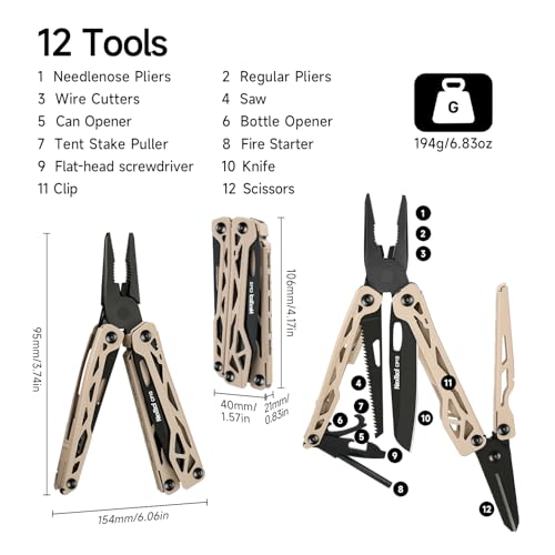 NexTool Camper CP10 Multitool with Fire Starter, Pocket Knife EDC Gear Full-size