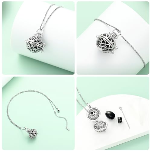 Yinplsmemory Cremation Jewelry Urn Necklace for Ashes with Mini Keepsake Jar Silver&black