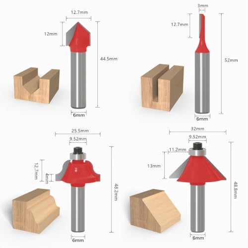Milling Cutter Set for Router 15 Pieces, Wood Milling Bits for 6 mm Shank, Wood Cutter Set Woodworking Tools for Beginners, Industrial Quality Wood Cutters, Includes Wooden Box for Storage (6 mm) 6mm