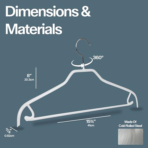 MAWA by Reston Lloyd Silhouette Series Non-Slip Space Saving Clothes Hanger with Bar & Hook for Pants and Skirts, Style 41/FRS, Set of 5, Black