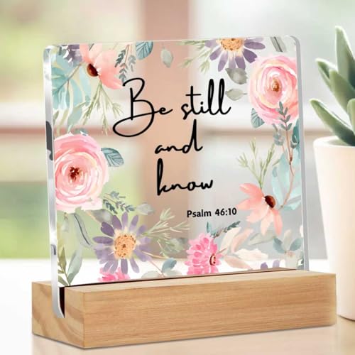 Christian Gifts for Women, Inspirational Quotes Acrylic Decor Sign, Religious Gifts for Mom Friends Coworker Sister, Bible Verse Desk Gadgets Table Top Cubicle Decor Accessories Multicolour 02332