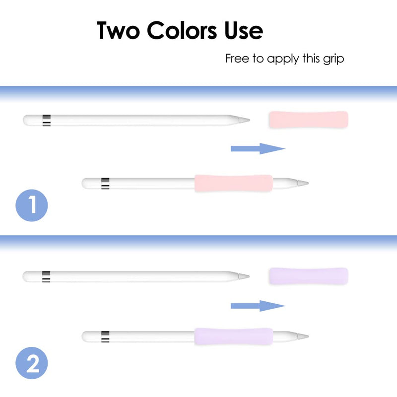 [Australia - AusPower] - ProElife 2-Pack Ergonomics Grip Holder Silicone Protective Sleeve Cover for Apple Pencil 2nd 2021 & 1st Generation iPad Pro 11'' 12.9'' 2021/2020/2018 Stylus Accessories Kits (Pink/Purple) Pink/Purple 
