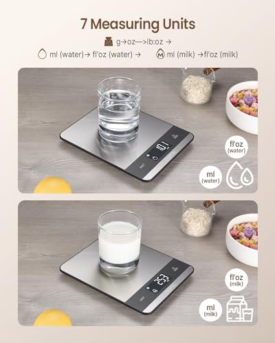RENPHO Digital Kitchen Scale, 7 Units, Stainless Steel, High Precision