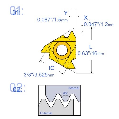 CDBP 16IR AG60 internal threading inserts for CNC steel machining, 10-piece set
