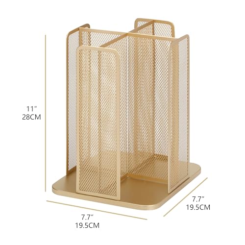 Annova Paper/Plastic Cup and Lid Holder Plastic Storage Organizer, 360°Rotating Coffee Mup Dispenser with 4 Compartments, Multifunctional Storage Rack for Home, Office, Bar, Coffee Shop (Gold) gold