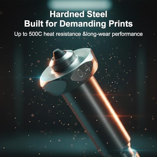 Hoypeyfiy Quick Swap Hardened Steel Nozzles, 0.4mm Integrated Throat Tube Nozzle Kit, Replacement for Anycubic Kobra 3 Max 3D Printer (4) 4
