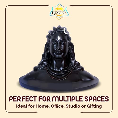 Adiyogi Shiva Statue for Car Dash Board, Pooja & Gift, Mahadev Murti, Idol, Lord Shankara for Home & Office Decor (ADIYOGI JI in Black) (Adiyogi), Resin