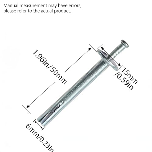HOKIMEEN 1/4 x 2 inch zinc-plated hammer drive nail anchors for concrete, 50 pack M6*50