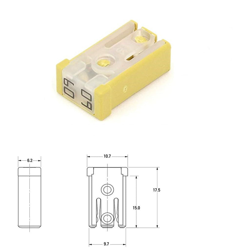 [Australia - AusPower] - 28 Pcs 15A 20A 25A 30A 40A 50A 60A 32V Mini Slotted Automotive MCASE Shaped Cartridge Fuse Kit 28Pcs 