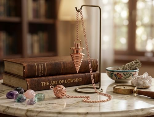 Designer Copper Pendulum for Reiki Healing, Dowsing & Chakra Balancing – Cone Shape Divination & Meditation Tool for Energy Cleansing Cone Shape Copper Pendulum