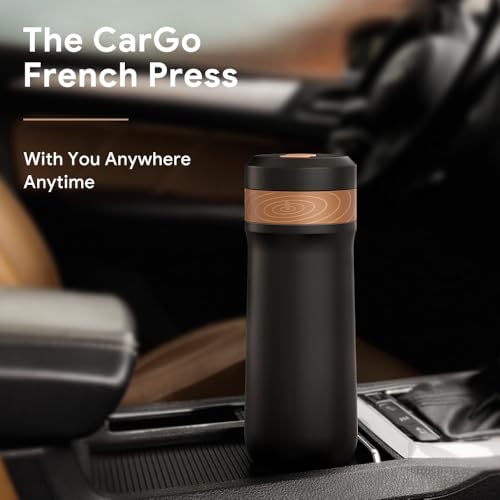 RECAFIMIL Portable French Press Stainless Steel Coffee Maker Travel French Press Insulated Bottle Cup - 320ml Portable Coffee Maker with Double Wall Insulation, Ideal for On - the - go Coffee Lovers