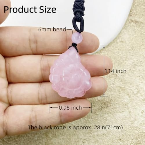 EDEN'S CALL Crystal Conch Shell Necklace for Women Healing Stone Ocean Pendant, Boho Beach Necklace with Polished Natural Gemstone Adjustable Cord Worry Stone Jewelry Gift Pink