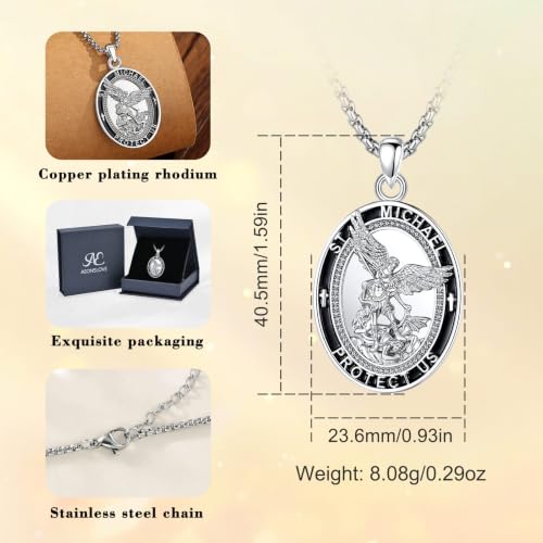 AEONSLOVE Saints and Cross Pendant Necklaces for Men Women B01-Saint Michael