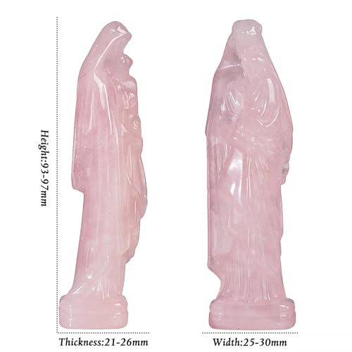 SUNYIK Hand Carved Rose Quartz Virgin Mary with Baby Jesus Statue 1#-pink 1#-Rose Quartz Crystal Stone