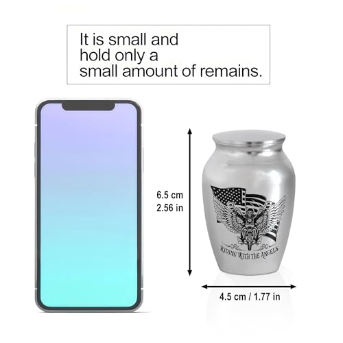 Riding in Heaven Mini Urn for Human Ashes, Motorcycle Memorial