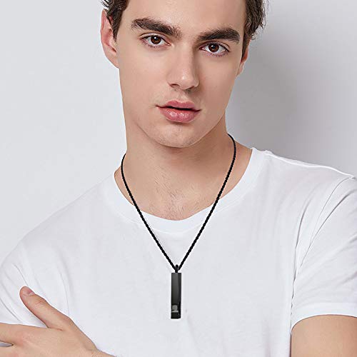 MOROTOLE 2 Pcs Urn Necklaces for Ashes Memorial Cremation Urn Necklace Stainless Steel Black Silver Tone Bar Pendant Necklace Ashes Keepsake Jewelry with Cubic Zirconia 2 Psc/set,Style A ,Black and Silver Pendant