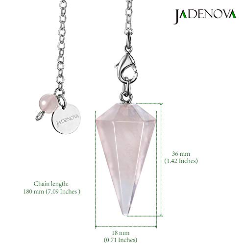 JADENOVA Powder crystal conical pendant necklace Natural Rose Quartz