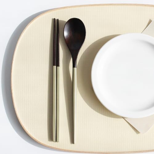 Lacquered Chopsticks 4Piece, Korean Style Wooden Utensils for Sushi and Asian Cuisine (Pink,Ivory,Gray,Khaki) Pink,Ivory,Gray,Khaki