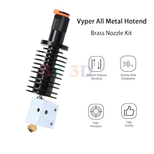 Vyper All Metal Hotend,Upgrade Bi-Metal Heatbreak,Heater Block Aluminum,Brass Nozzle 0.4mm for Vyper,Kobra Max,Kobra Plus 3D Printer for Volcano V5 J-Head Hotend. Brass Nozzle Kit